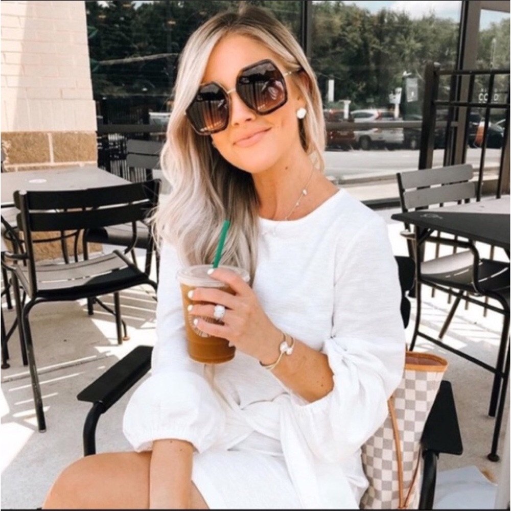 SOLD❌GUCCI WOMEN SQUARE OVERSIZE BLACK SUNGLASSES - Picture 3 of 10